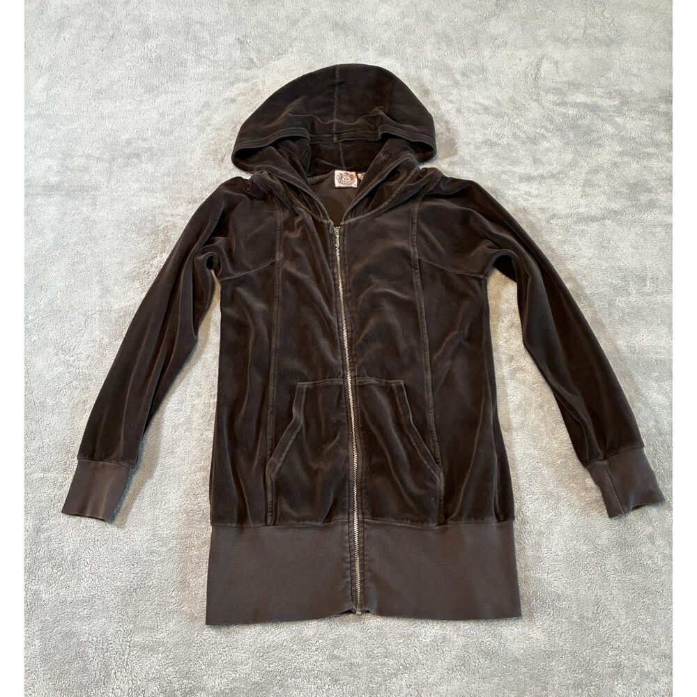 Juicy Couture Vintage Velour Zip Hoodie Brown Y2K Long Tracksuit Medium